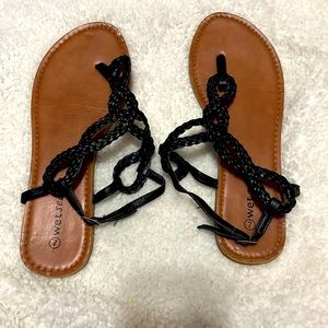 Black crisscross sandals
